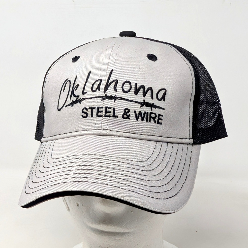 Oklahoma Steel & Wire Trucker Hat Grey Black Mesh Back Adjustable Cap OSFM